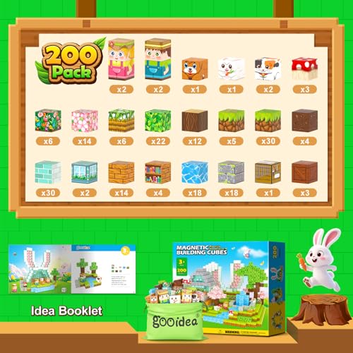 200PCS 0.8" Magnetic STEM Building Blocks Creative Fun for Kids Boys Girls (200 Count)