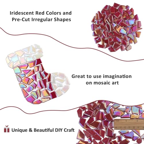 Iridescent Glass Mosaic Tiles for Crafts Bulk (7.05 Ounce)
