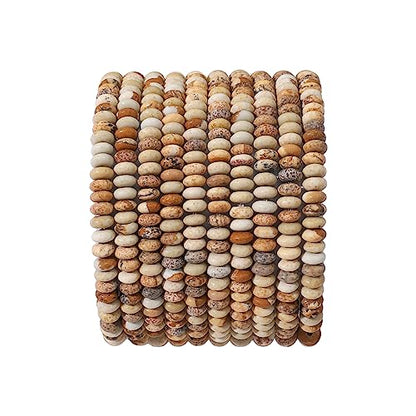Natural Brown Picture Disk Stone Beads 4x2mm 160pcs Rondelle Loose Semi Gemstone Beads for Jewelry Making Design (160 Count)