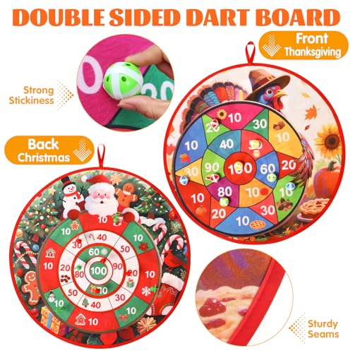 Christmas Thanksgiving Games Santa Claus Double Sided Dart Board for Family