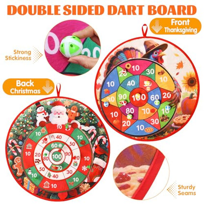 Christmas Thanksgiving Games Santa Claus Double Sided Dart Board for Family