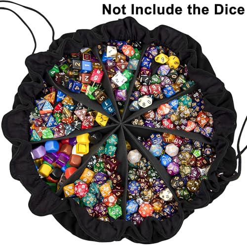 Large Dice Bag with Pockets Big Capacity Dice Bag Drawstring Pouch