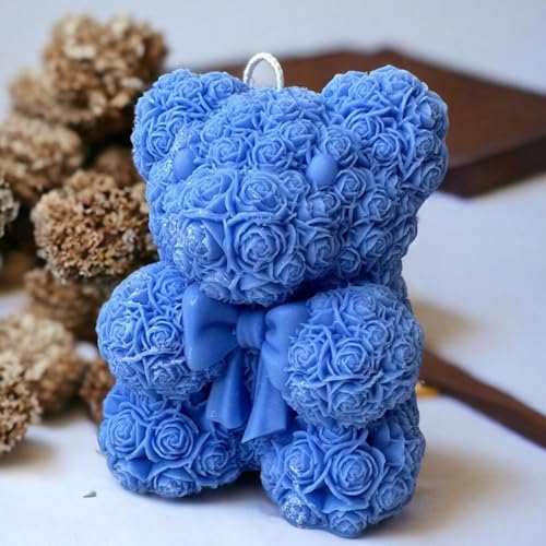 Bowtie Rose Bear Candle Mold