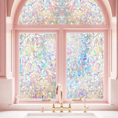 Rainbow Window Clings 3D Decorative Stained Glass Film