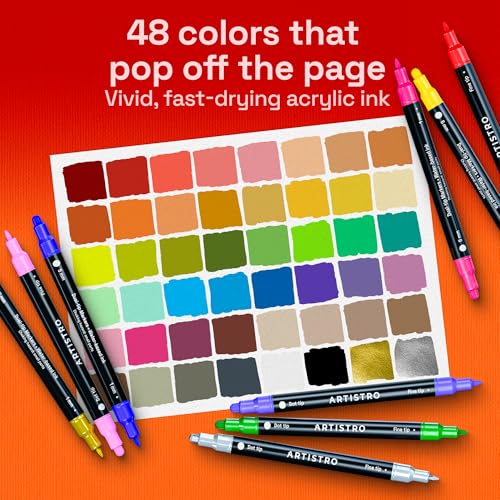 Dual Tip Acrylic Paint Marker Pens (48 Count)