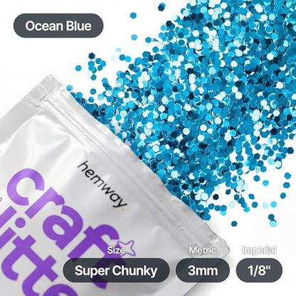 Craft Glitter Ocean Blue 100g Super Chunky Glitter (100 grams)