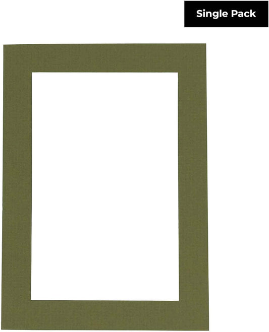 8.5x11 Mat Bevel Cut for 7x9 Photos - Acid Free Dill Green Precut Matboard With Backing Board and Crystal Clear, Self Seal Photo Mat Bag - For Pictures, Photos, Framing - 4-ply Thickness