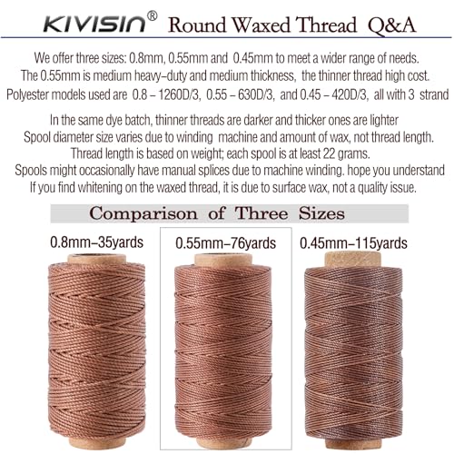 Round Polyester Waxed Thread 0.55mm (12 Color)
