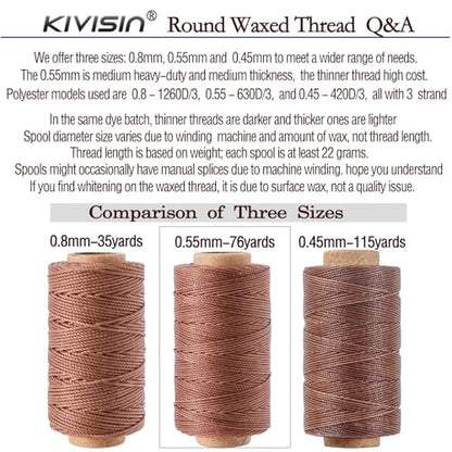 Round Polyester Waxed Thread 0.55mm (12 Color)