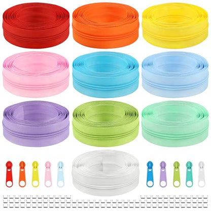 31 Yards 10 Pieces Sewing Zippers #3 Nylon Coil Zippers Assorted Zipper for Sewing with 40 Zipper Sliders for Tailor Sewing Crafts Supplies