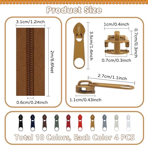 22.2 Yards 20 m 10 Pieces Assorted Colors #5 Nylon Coil Zippers