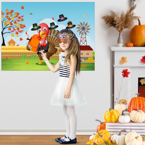 Pin the Hat on Turkey Thanksgiving Pin the Tail Fall Party Games