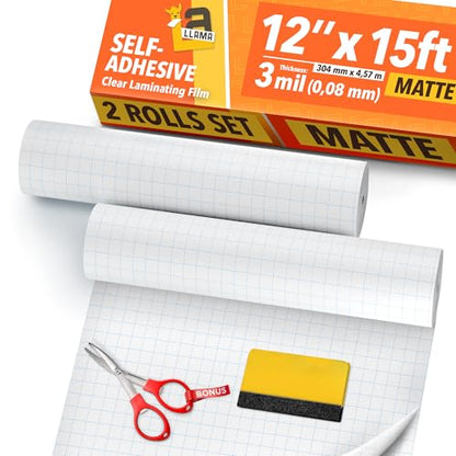 Matte Laminating Roll 12” x 15ft Self Adhesive 2 (360 Sq Ft)