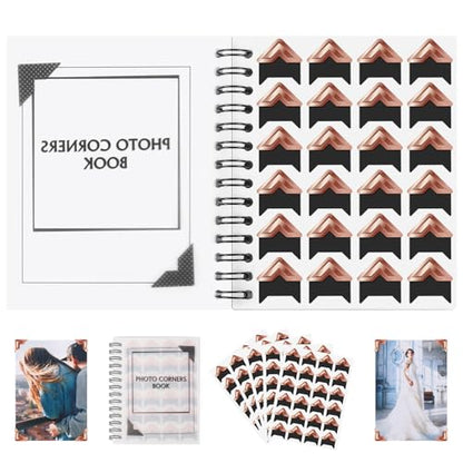 15 Sheets 360 PCS Rose Gold Photo Corners Notebook