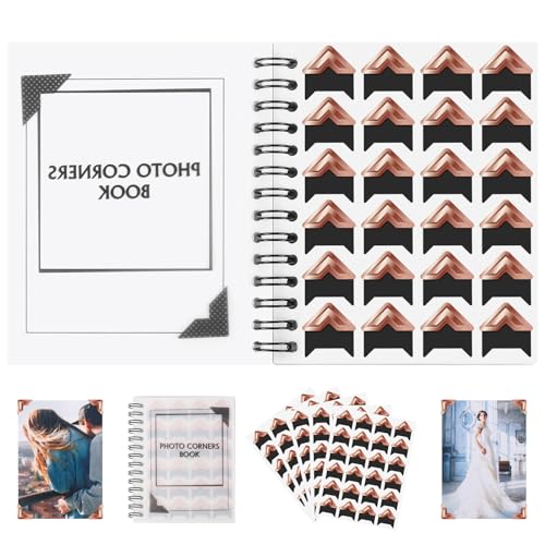 15 Sheets 360 PCS Rose Gold Photo Corners Notebook