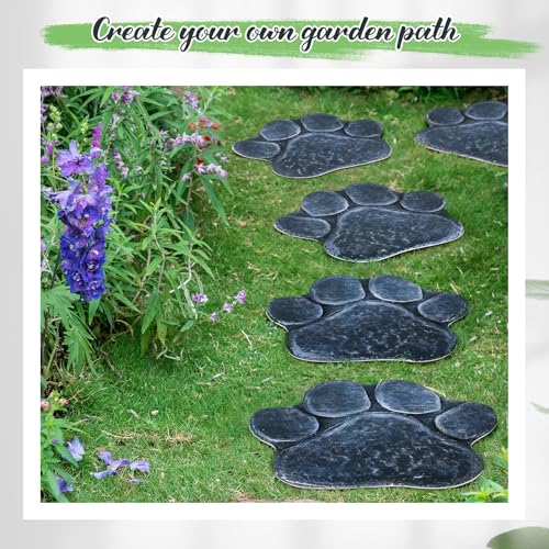 3 Pieces Dog Paw Garden Stepping Stones Garden Decor Cast Irons Dog Rocks Rustic Outdoor Stones Decorative Stone for Garden Walkway Outdoor Decoration (3 Count)