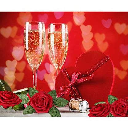 Dark Red Rose 100pcs Real Looking Artificial Flowers w (100 Count)