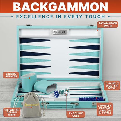 Large Turquoise Backgammon Set for Adults