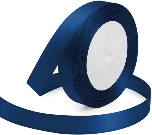 Navy Blue Ribbon 5/8 Inches x 25 Yards, Navy Blue Satin Fabric Silk Ribbon for Gift Wrapping, Bows Making, Floral Bouquets, Wreaths, DIY Handicrafts, Sewing Projects, Baby Shower and Wedding Party - Crafty Corner