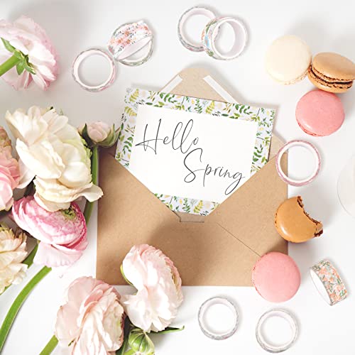 12 Rolls Spring Floral Washi Tapes Foil Gold Colorful Flowers Masking Tape 0.6 Inch Watercolor Plants Spring Decorative Washi Tape Sticker for Holiday Scrapbook Journal DIY Craft Gift Wrapping (117.6 Foot)