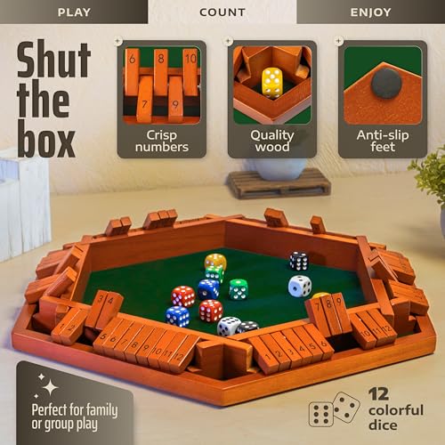 Shut The Box Game Wooden Board for 1