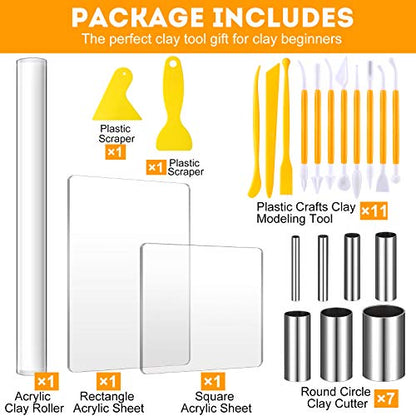 23 Pcs Clay Sculpting Tools Set with Roller Cutters