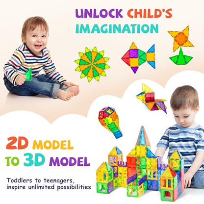 120Pcs Magnetic Tiles Magnetic 3D Building Blocks Set