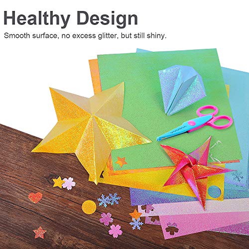 50 Sheets Shiny Origami Paper 10 Color Square Iridescent Origami Paper (50 Count )