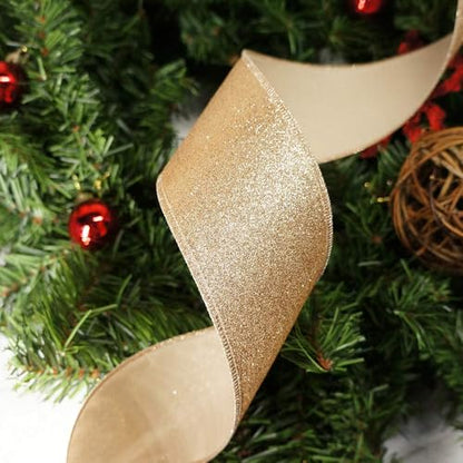 Glitter Wired Ribbon 1.5" x 10 Yards Gold (30 Feet)