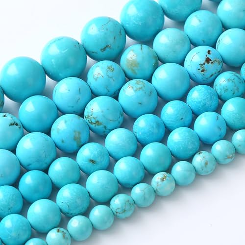 4MM Natural Turquoise Gemstone Beads Blue Stone Round Loose Beads for Jewelry Making Bracelet 90pcs 1 Strands 16"