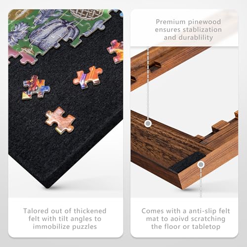 Foldable Jigsaw Puzzle Board with 3 Angle Adjustable Bracket