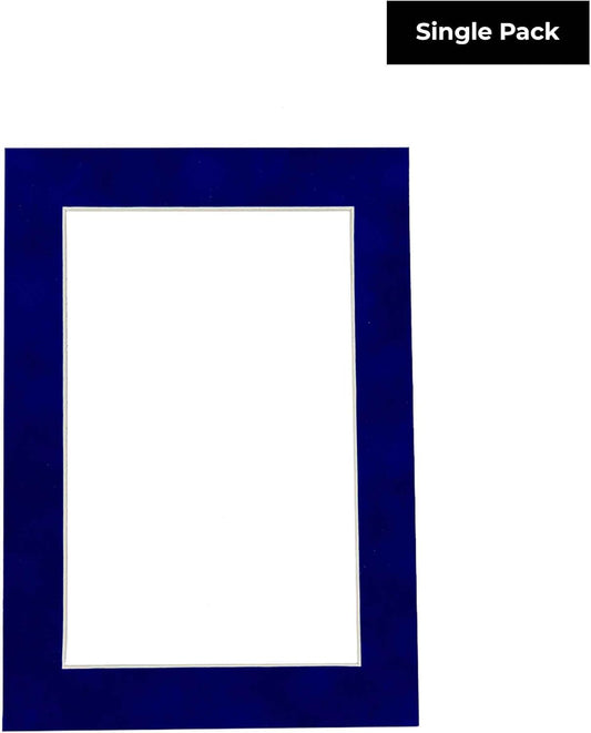 11x14 Mat Bevel Cut for 8.5x11 Photos - Acid Free Royal Blue Suede Precut Matboard With Backing Board and Crystal Clear, Self Seal Mat Bag - For Pictures, Framing - 4-ply Thickness