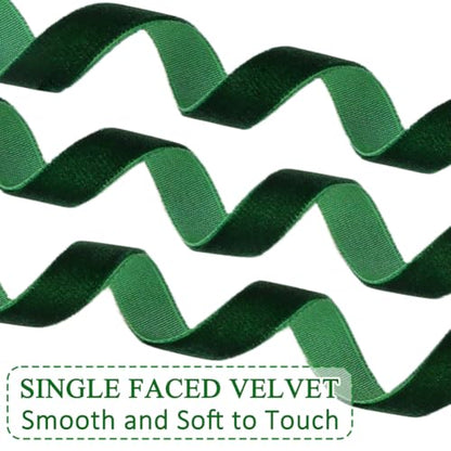 20yd 0.39" Dark Green Velvet Ribbon Single Faced for Crafts (2 Count)