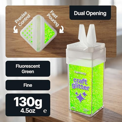 Craft Glitter Shaker Fluorescent Green 130g Fine (4.6 Ounce)