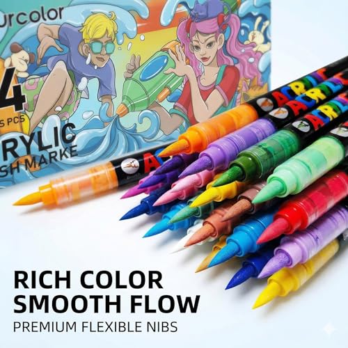 24 Colors Acrylic Paint Pens (35.2387 Ounce)