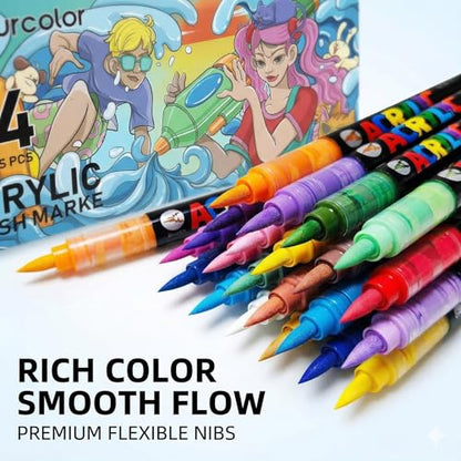 24 Colors Acrylic Paint Pens (35.2387 Ounce)