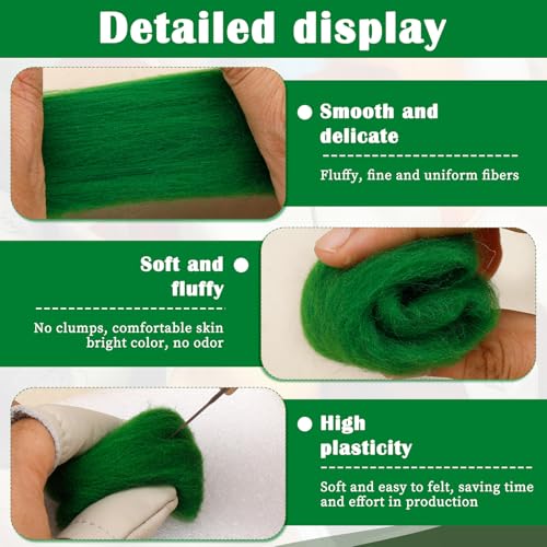1.76oz Green Natural Wool Roving