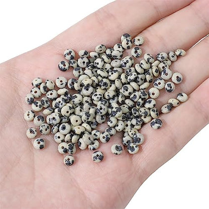 Natural Dalmatian Disk Stone Beads 4x2mm 160pcs Rondelle Loose Semi Gemstone Beads for Jewelry Making Design (160 Count)