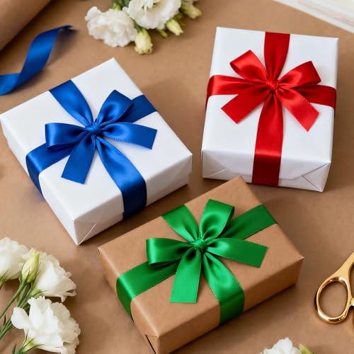 1-1/2 Inch 100 Yards Satin Ribbon Green, Solid Color Fabric Ribbon for Gift Wrapping, Wedding, Polyester Gift Ribbon for Birthday Party Decoration, Craft, Hair, Floral, Sewing (300 Foot)