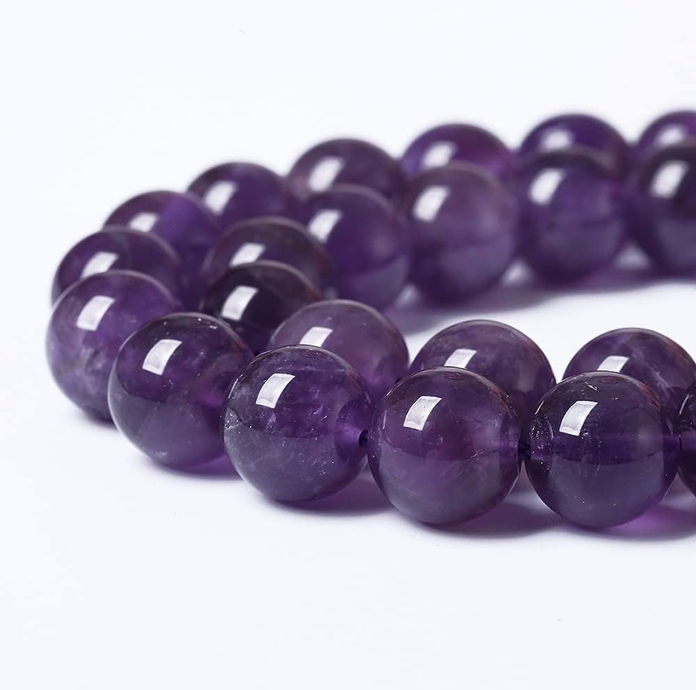90PCS 8mm Natural Amethyst AAAAA Purple Crystal Quartz Beads Gemstones Round Stone Beads for Jewelry Making DIY Bracelet Necklace 2 Strand 32"