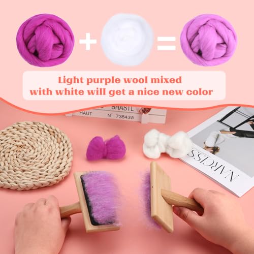 3.53oz Needle Felting Wool Roving for Needle Felting Purple Felting Wool (3.53 Ounce)