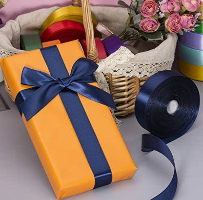 1 Inch Navy Solid Satin Ribbon for Gift Wrapping (150 Foot)
