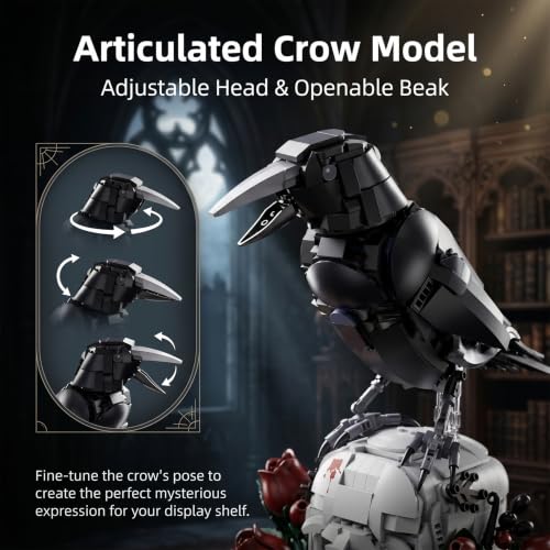 Skull Roses Flower & Raven Building Set