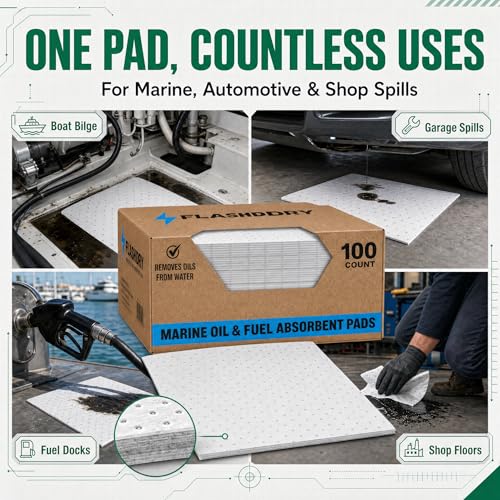 Marine Oil Spill Absorbent Boat Pads (100 Count)