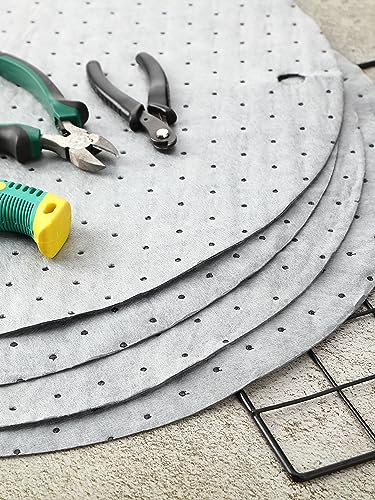 25 Pcs Drum Top Oil Absorbent Pads for 30 Gallon Drums Barrel Absorbent Pads Mat 17.7" Diameter Lid Oil Mat with Bungs 0.75" and 2" Diameter (25 Count)