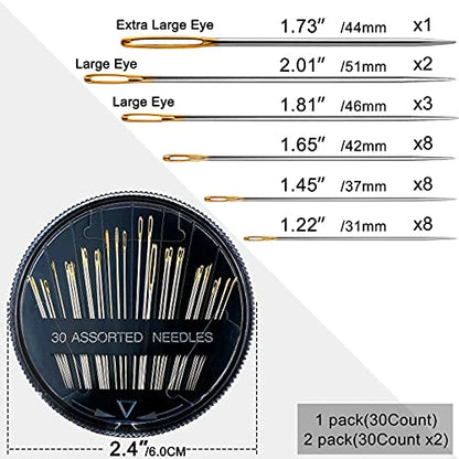 60 Pack Premium Sewing Needles for Handsewing (60 Count)