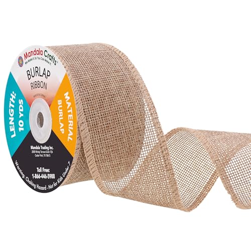 2 Inch Wide Natural Burlap Ribbon for Crafts (60 Foot)