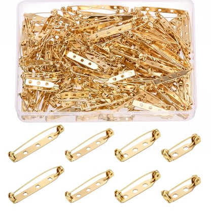 100 Pcs Brooch Pin Backs Bar Pins Backs for Crafts Safety Clasp with Plastic Box (100 Count)