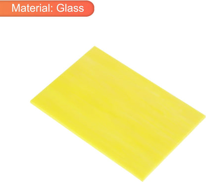 MECCANIXITY 2 Pcs Stained Glass Sheet Mosaic Tile 7.9 Inch x 5.9 Inch Yellow Stained Glass Sheets for Crafts DIY Art Project