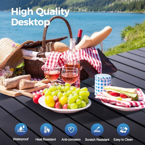 Adjustable Camping Table with Storage for Grill Travel Picnic
